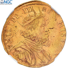 Duchy of Milan, Filippo III, 2 Doppie, 1617, Milan, Gold, AU(55-58)