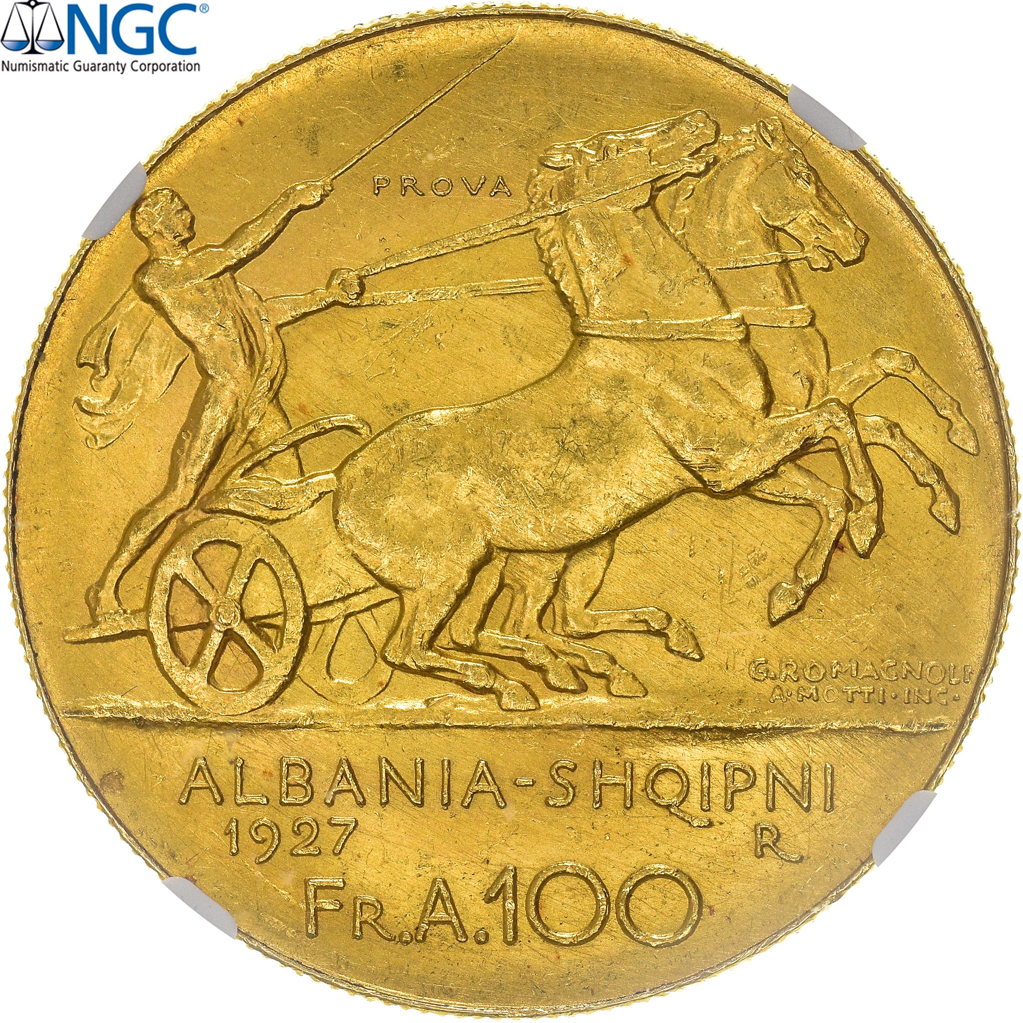Albanie, Zog I, 100 Franga Ari, 1927, Rome, Essai, Or, NGC, MS62, KM:Pr31