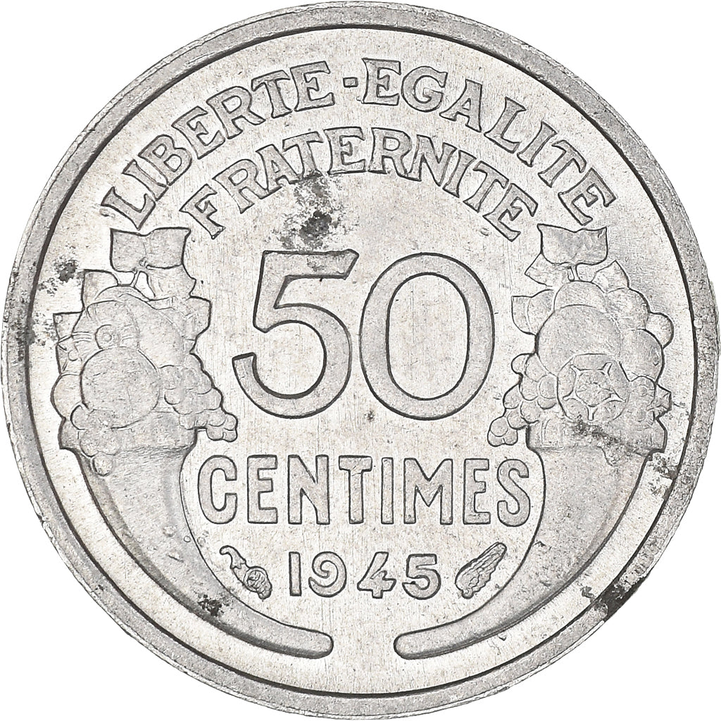 Moneda, Francia, Morlon, 50 Centimes, 1945, Paris, EBC, Aluminio, KM:894.1a