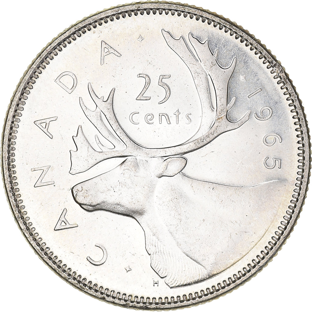 Moneta, Canada, Elizabeth II, 25 Cents, 1965, Royal Canadian Mint, Ottawa