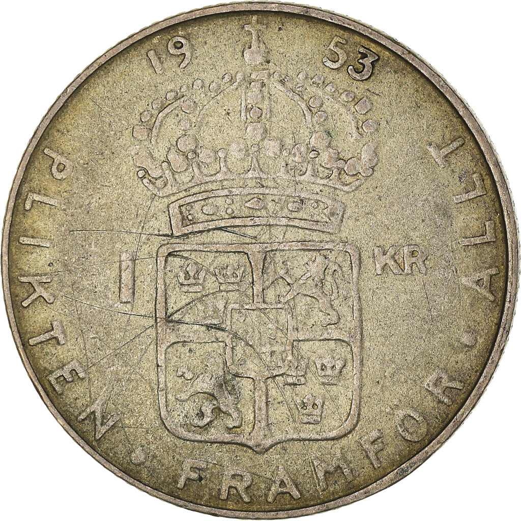 Coin, Sweden, Gustaf VI, Krona, 1953, EF(40-45), Silver, KM:826