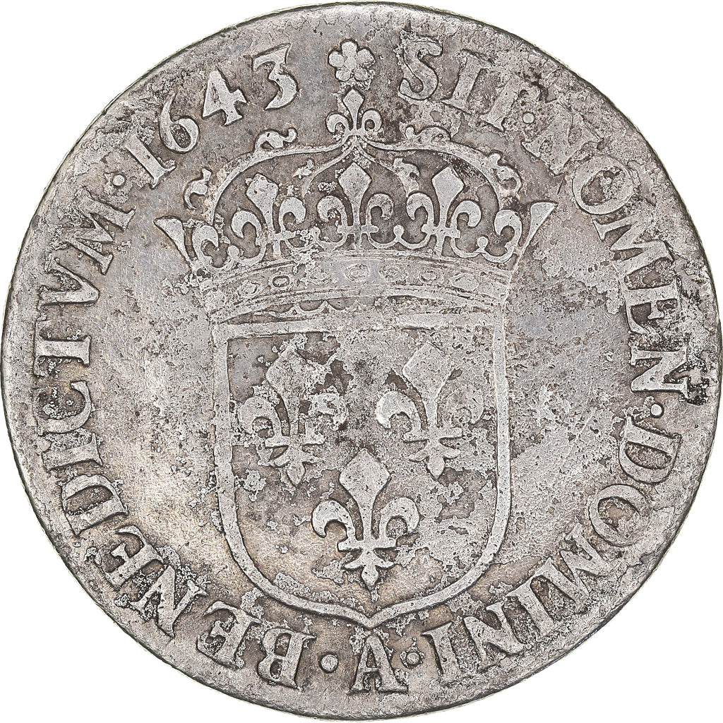Coin, France, Louis XIII, 1/4 Écu 2e poinçon de Warin, 1643, Paris, KM 134.1