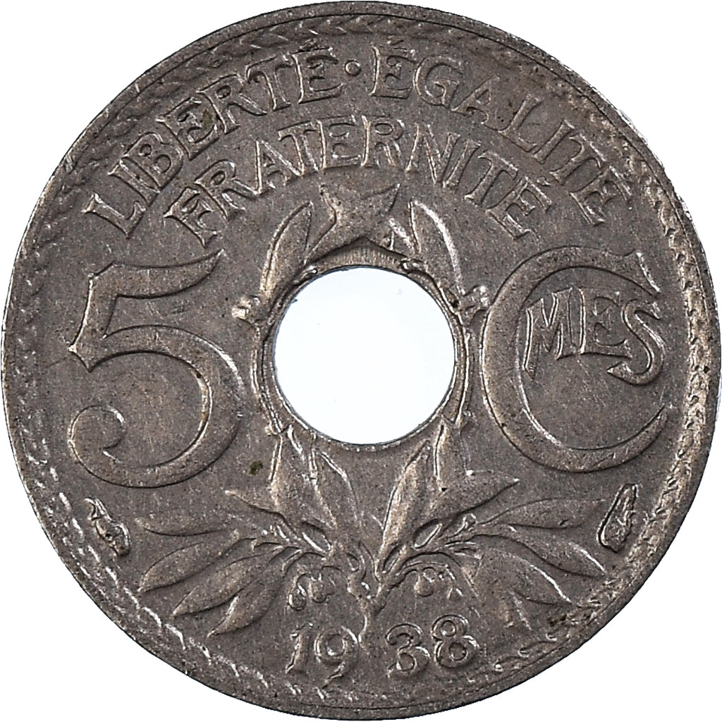 Moneta, Francja, 5 Centimes, 1938