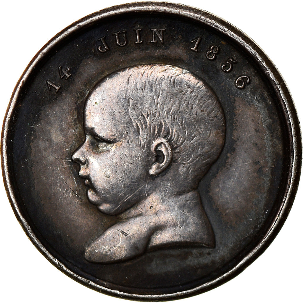 France, Medal, Naissance de Napoléon IV, Quinaire, History, 1856, AU(55-58)