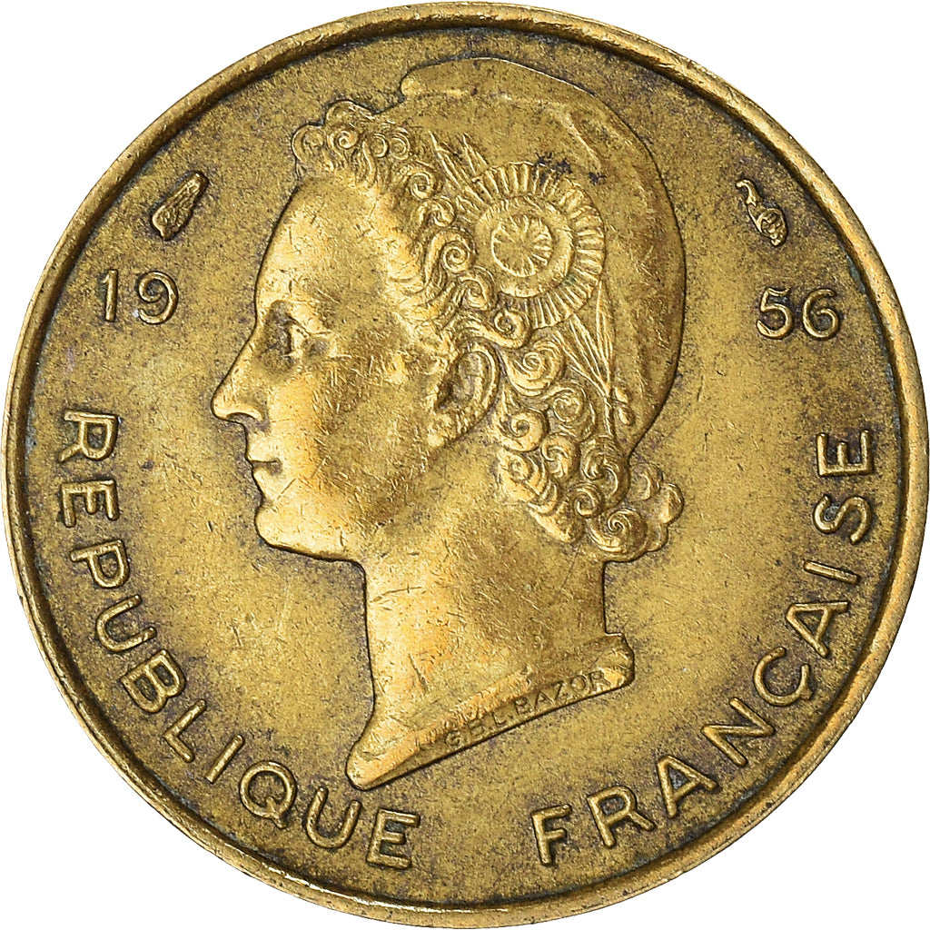 Coin, French West Africa, 5 Francs, 1956