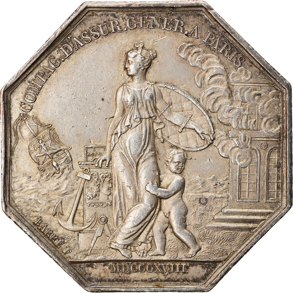 France, Jeton, Louis XVIII, Compagnie d'Assurances Générales à Paris, 1818