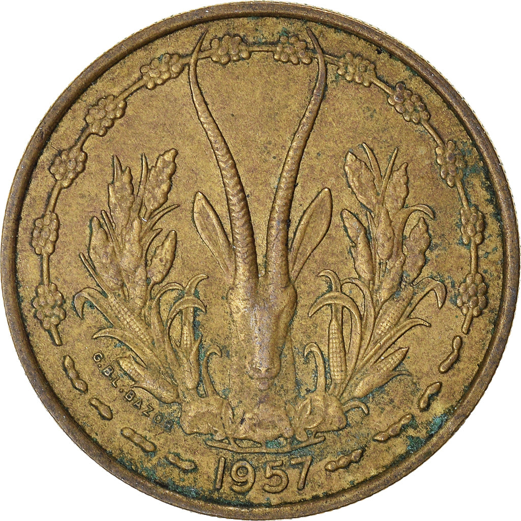 Coin, French West Africa, 25 Francs, 1957