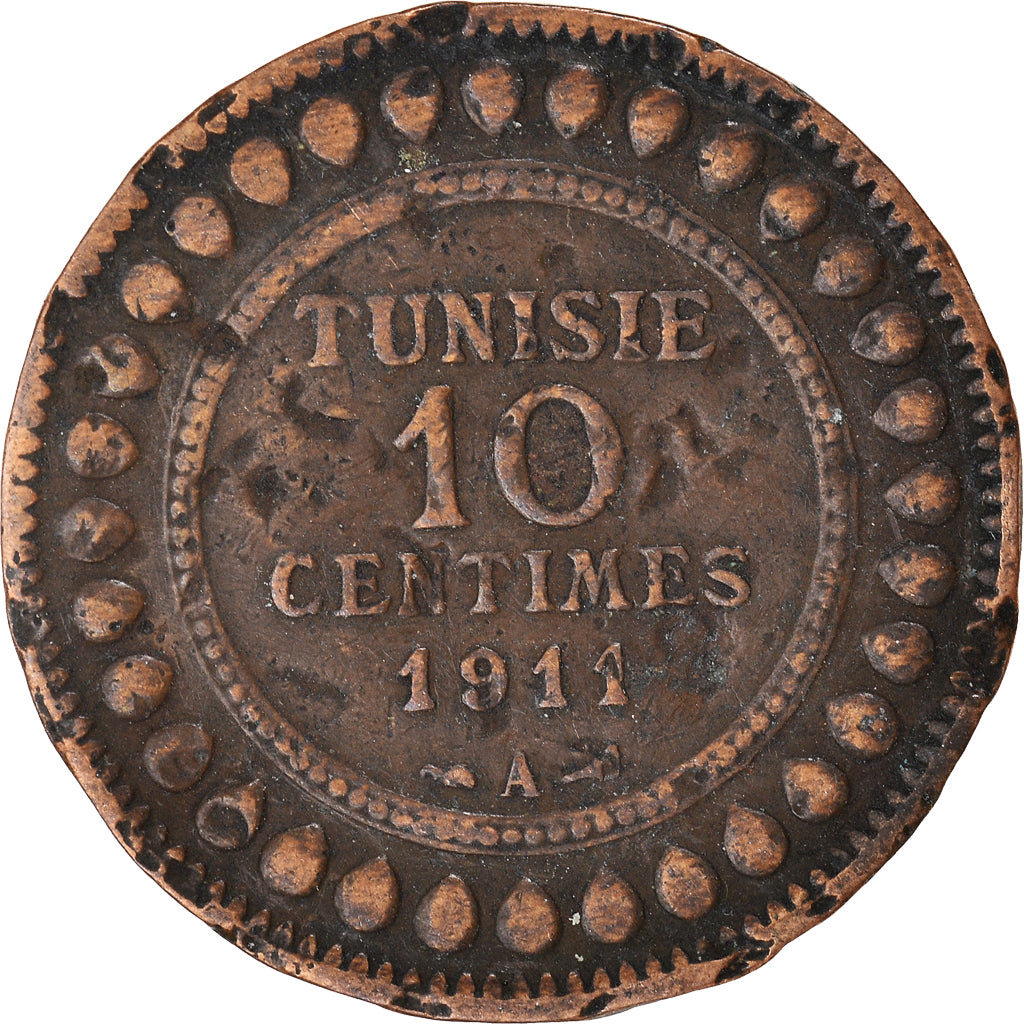 Moneta, Tunisia, 10 Centimes, 1911