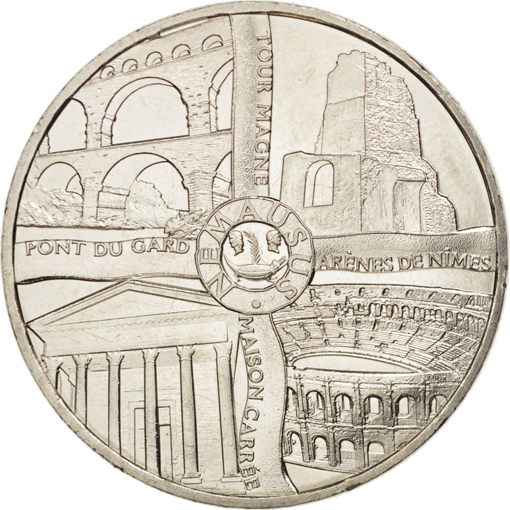 France, Token, Tourist Token, 30/ 4 Monuments - Nîmes - Argenté, 2015, Monnaie