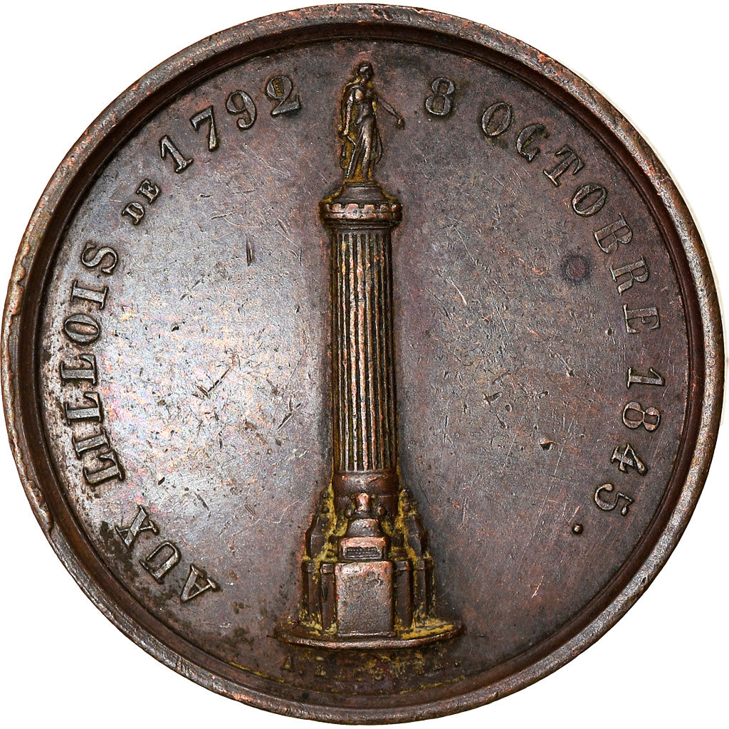 Frankreich, Medaille, Hommage aux Lillois de 1792, History, 1845, Lecomte, SS