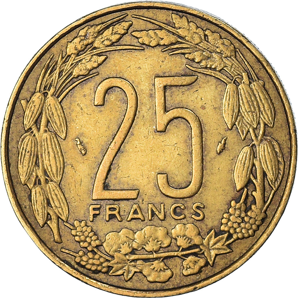 Moneta, Państwa Afryki Środkowej, 25 Francs, 1975