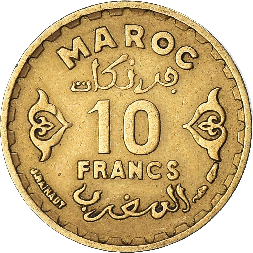 Moeda, Marrocos, 10 Francs, 1370