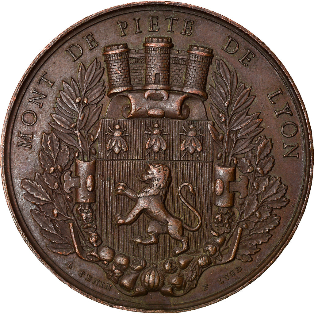 France, Médaille, Mont de Piété de Lyon, 1810, Penin, TTB+, Cuivre