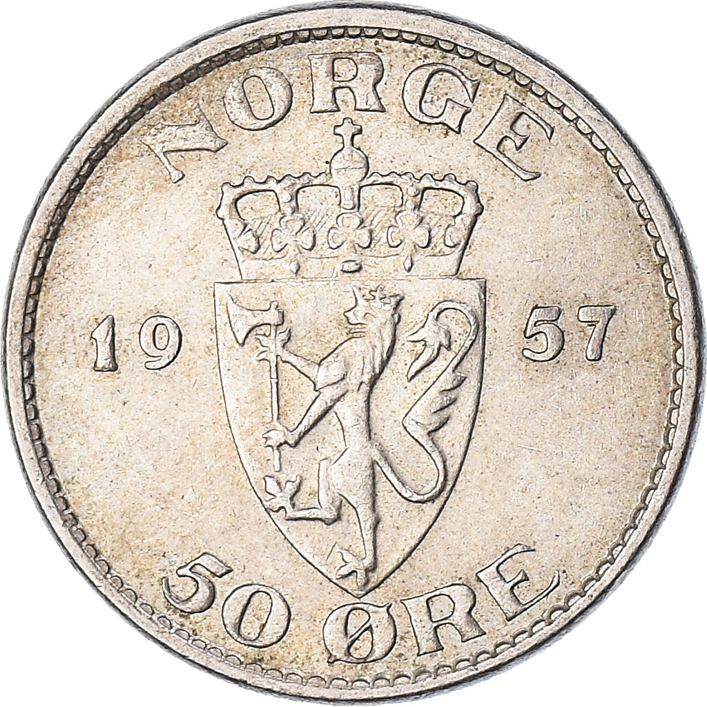 Moneta, Norvegia, 50 Öre, 1957
