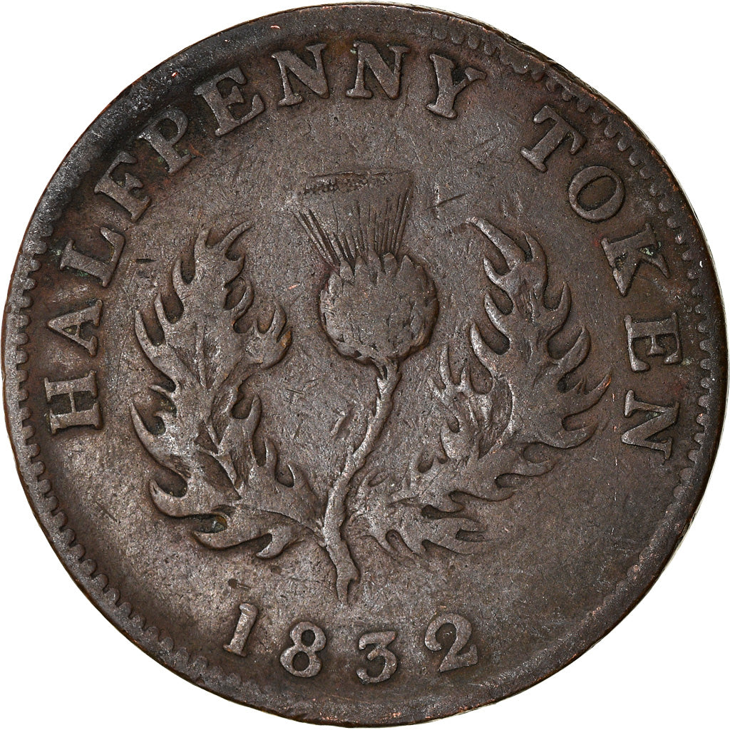 Coin, Canada, Nova Scotia, Halfpenny Token, 1832, VF(30-35), Copper