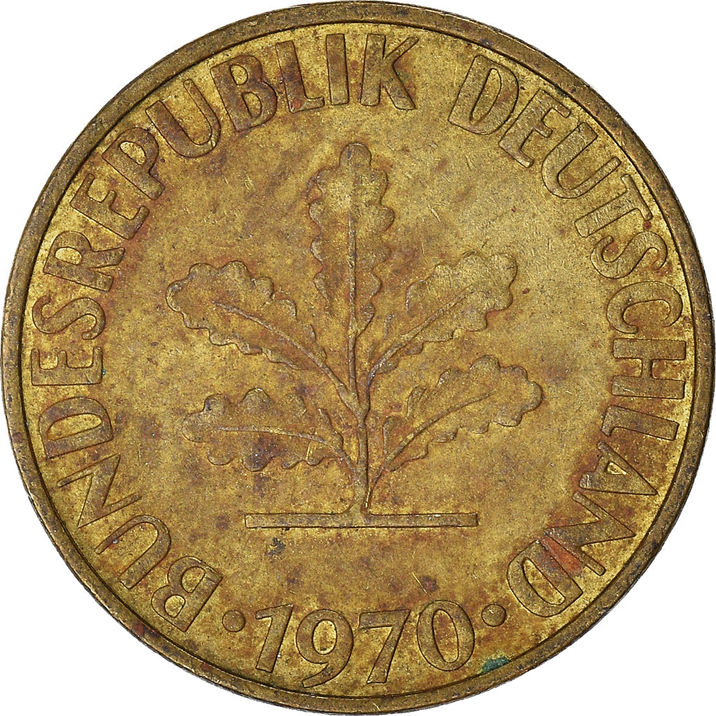 Moeda, ALEMANHA - REPÚBLICA FEDERAL, 10 Pfennig, 1970