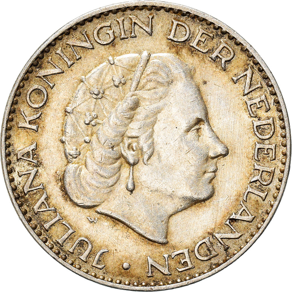 Coin, Netherlands, Juliana, Gulden, 1955, EF(40-45), Silver, KM:184