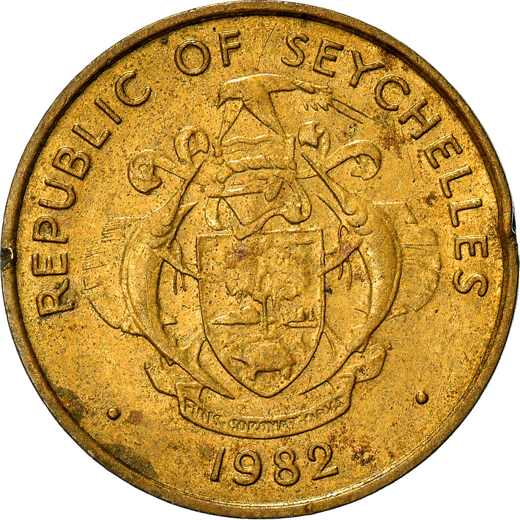 Moneda, Seychelles, 5 Cents, 1982, British Royal Mint, BC+, Latón, KM:47.1