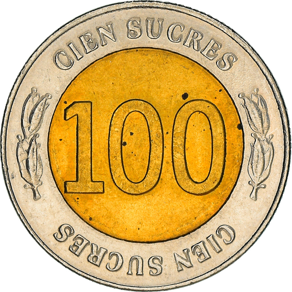 Münze, Ecuador, 100 Sucres, 1997, UNZ, Bi-Metallic, KM:101