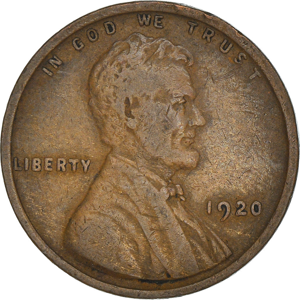 Coin, United States, Lincoln Cent, Cent, 1920, U.S. Mint, Philadelphia