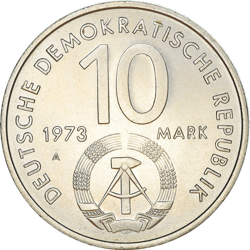 Coin, GERMAN-DEMOCRATIC REPUBLIC, 10 Mark, 1973, Berlin, AU(55-58)