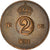 Moneda, Suecia, Gustaf VI, 2 Öre, 1958, MBC, Bronce, KM:821