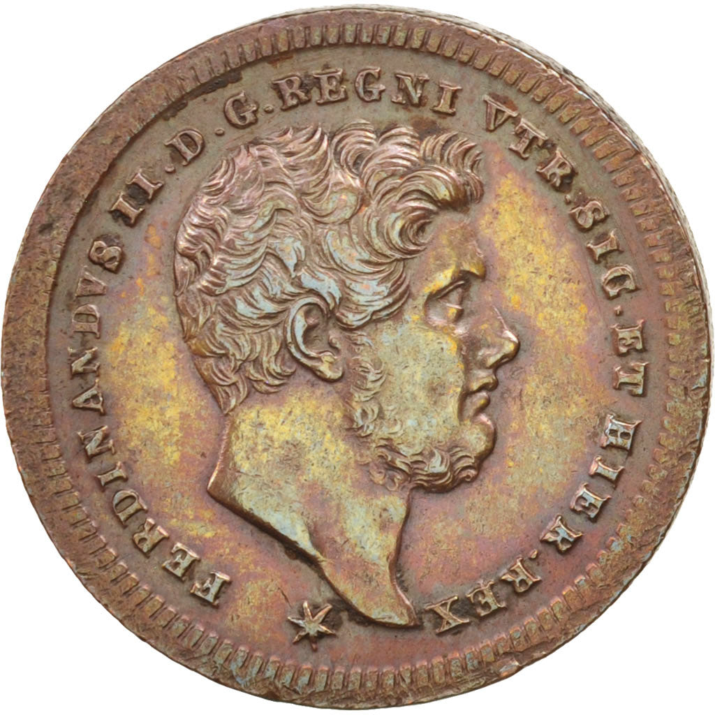 Moneta, STATI ITALIANI, NAPLES, Ferdinando II, 2 Tornesi, 1843, BB+, Rame
