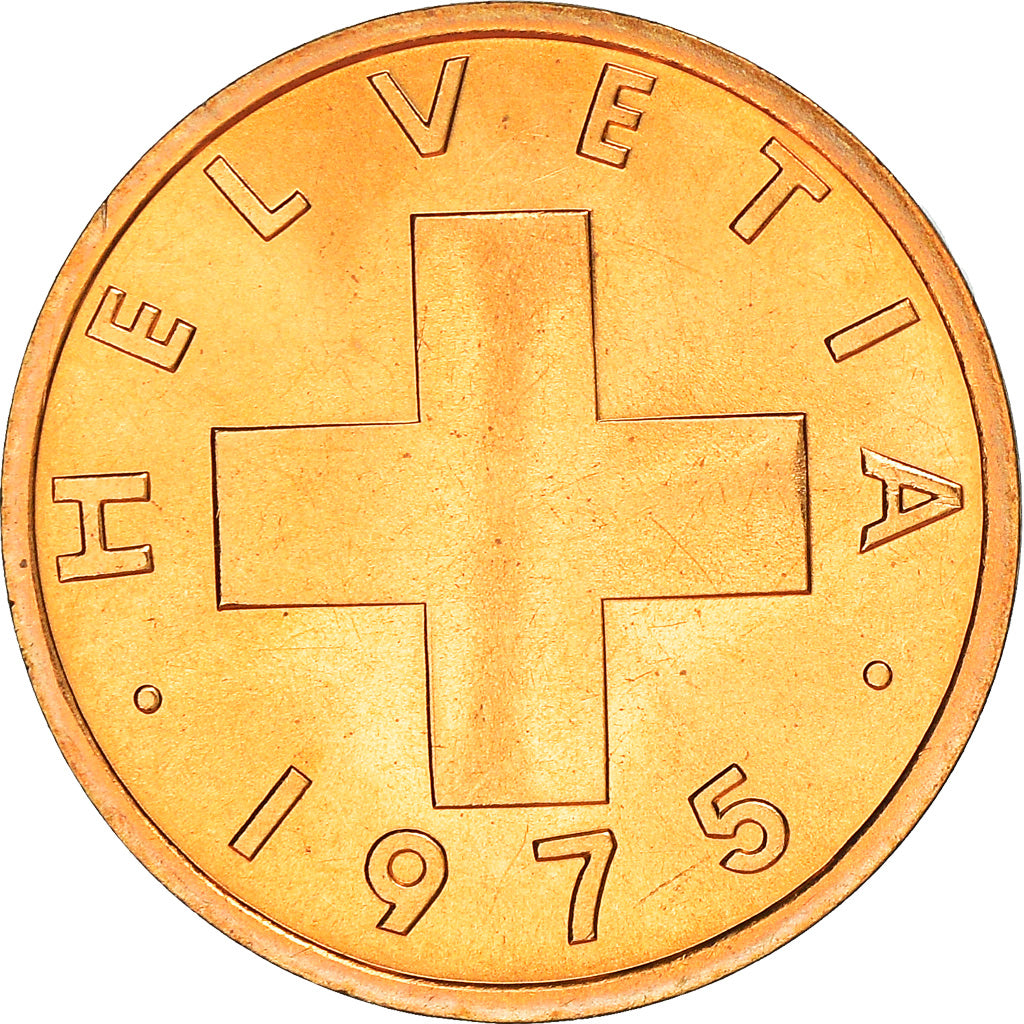 Coin, Switzerland, Rappen, 1975, Bern, MS(63), Bronze, KM:46