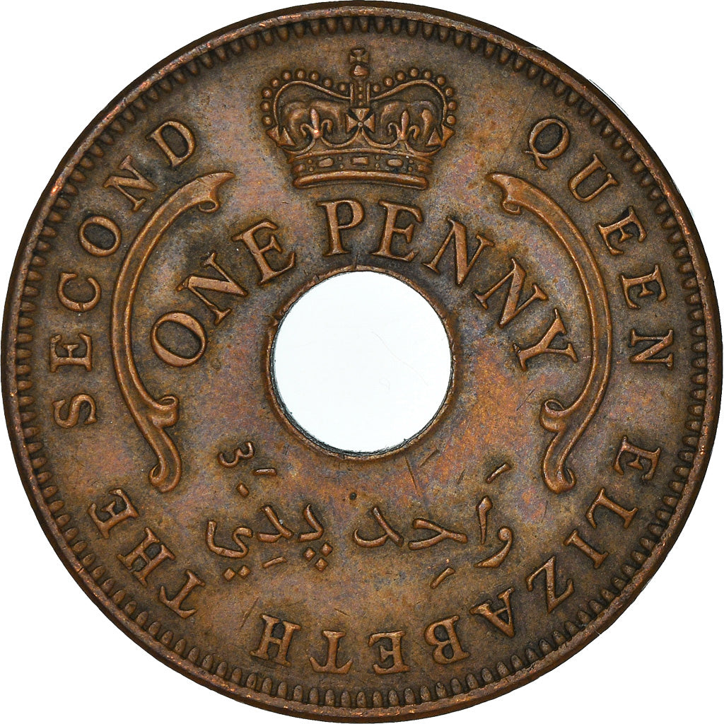 Coin, Nigeria, Elizabeth II, Penny, 1959, EF(40-45), Bronze, KM:2