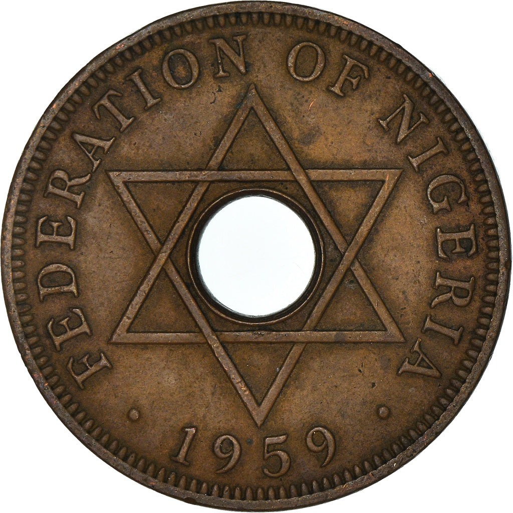 Coin, Nigeria, Elizabeth II, Penny, 1959, EF(40-45), Bronze, KM:2