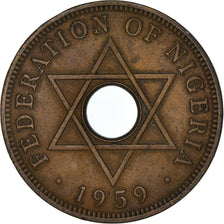 Coin, Nigeria, Elizabeth II, Penny, 1959, EF(40-45), Bronze, KM:2