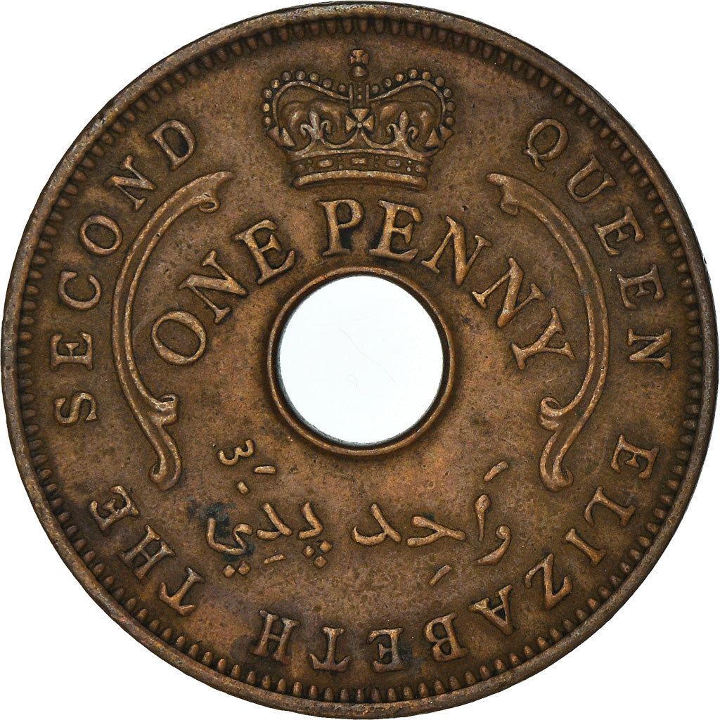 Coin, Nigeria, Elizabeth II, Penny, 1959, EF(40-45), Bronze, KM:2