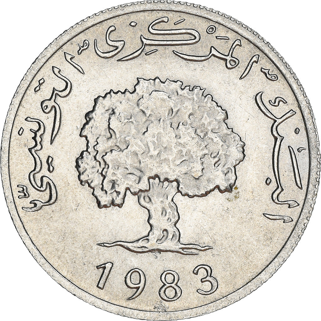 Moneta, Tunisia, 5 Millim, 1983, BB+, Alluminio, KM:282