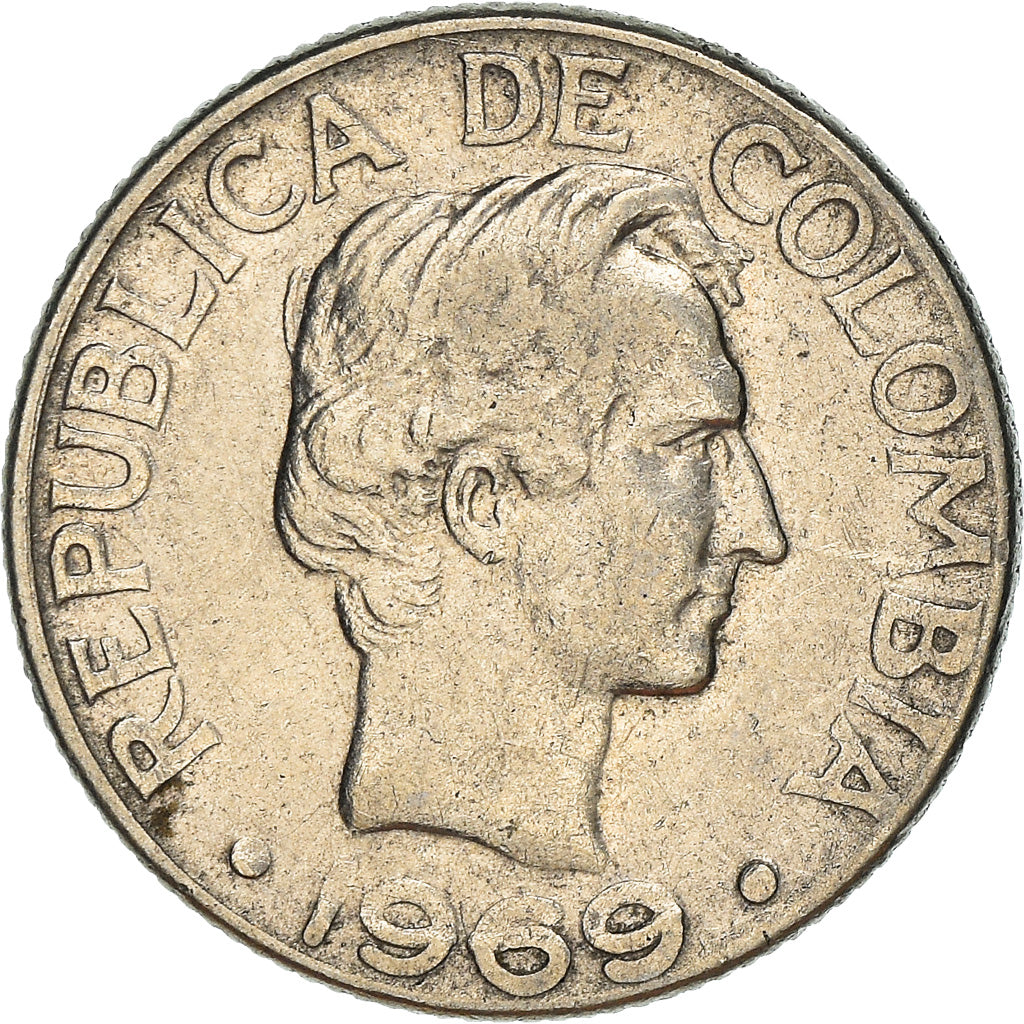 Coin, Colombia, 10 Centavos, 1969, EF(40-45), Nickel Clad Steel, KM:226