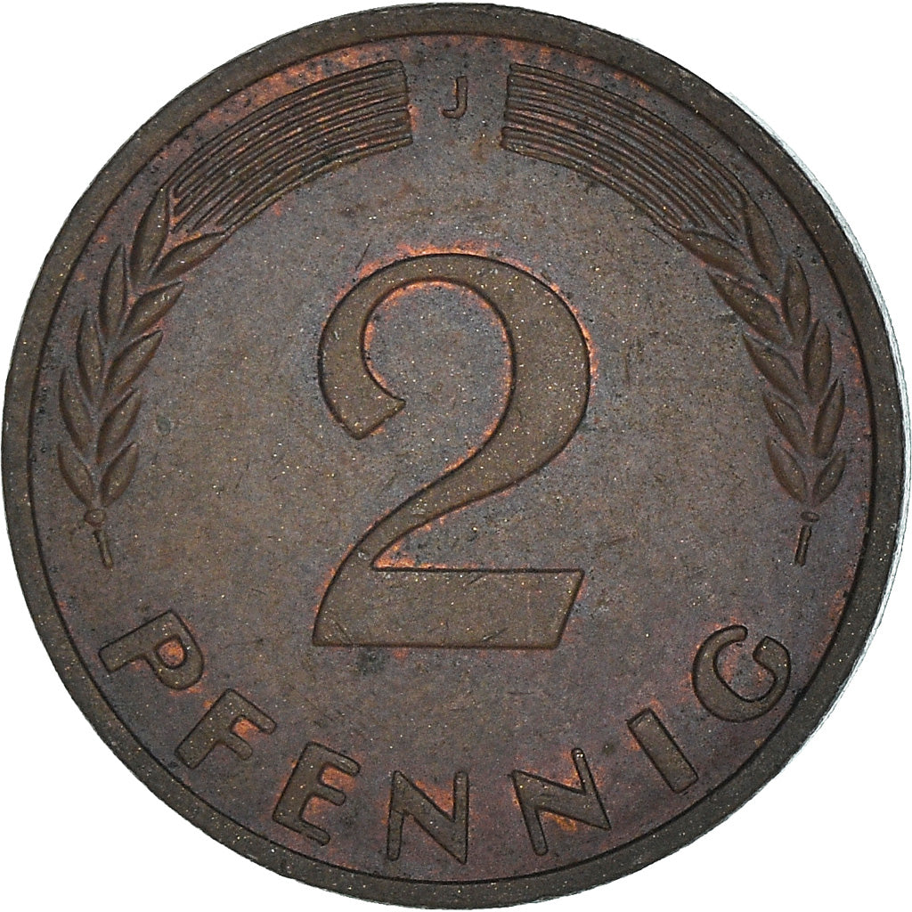 Coin, GERMANY - FEDERAL REPUBLIC, 2 Pfennig, 1968, Hambourg, EF(40-45), Copper
