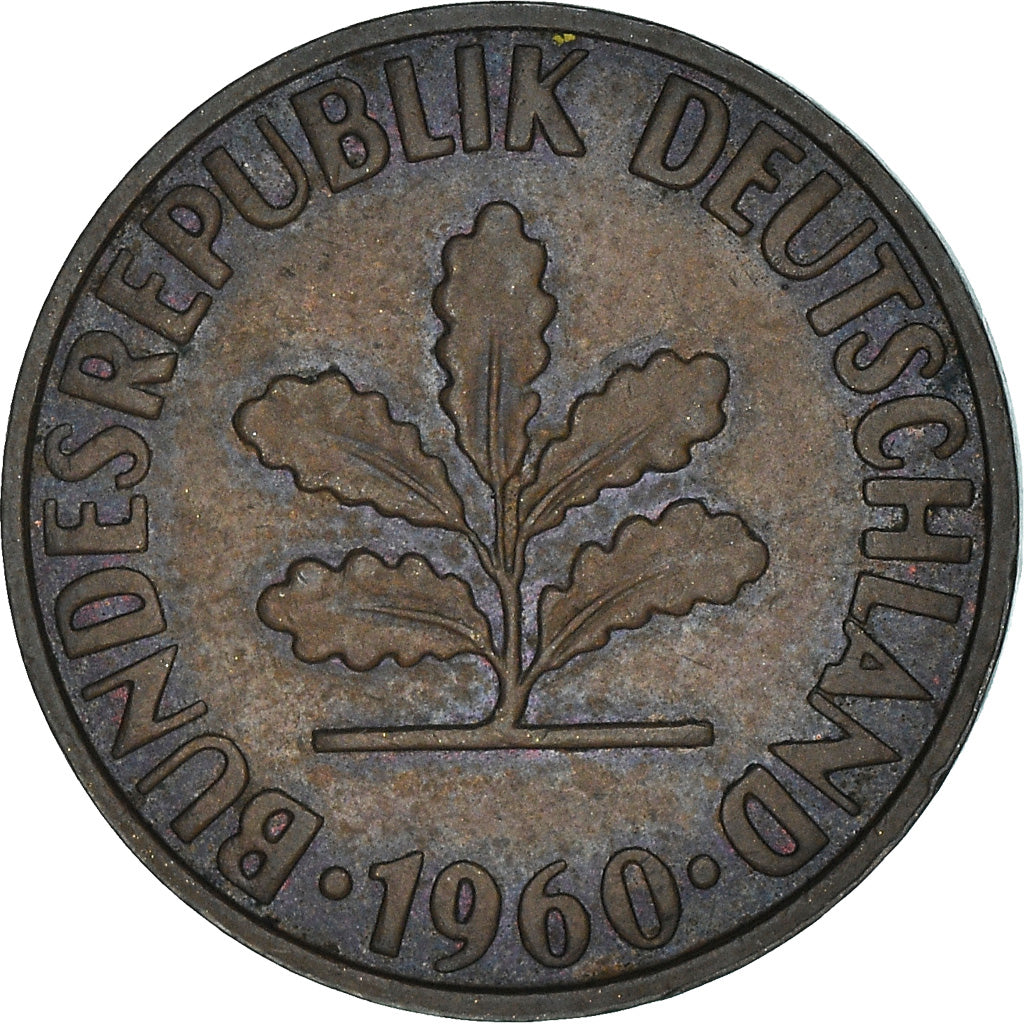Moneta, GERMANIA - REPUBBLICA FEDERALE, 2 Pfennig, 1960, Hambourg, BB, Bronzo