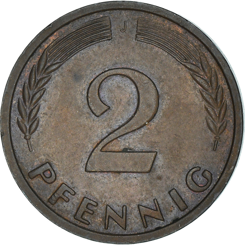 Moneta, GERMANIA - REPUBBLICA FEDERALE, 2 Pfennig, 1960, Hambourg, BB, Bronzo