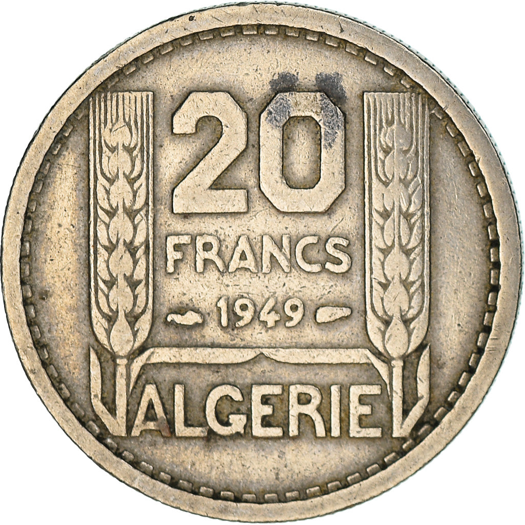 Moeda, Argélia, 20 Francs, 1949, Paris, F(12-15), Cobre-níquel, KM:91