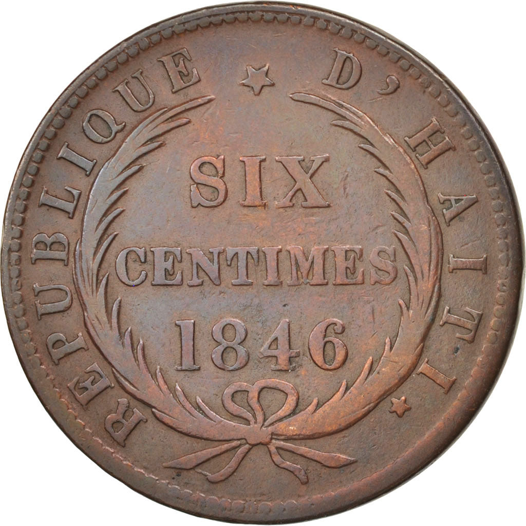 Monnaie, Haïti, 6 Centimes, 1846, TTB, Cuivre, KM:28