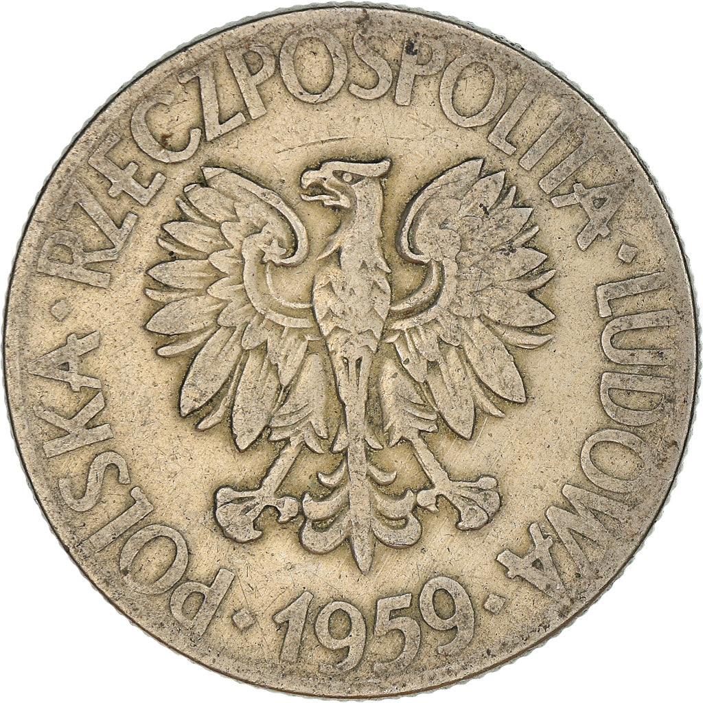 Münze, Polen, 10 Zlotych, 1959, Warsaw, S+, Copper-nickel, KM:50