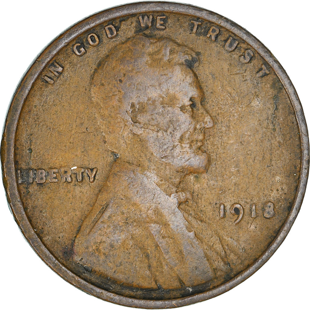 Moeda, Estados Unidos da América, Lincoln Cent, Cent, 1918, U.S. Mint