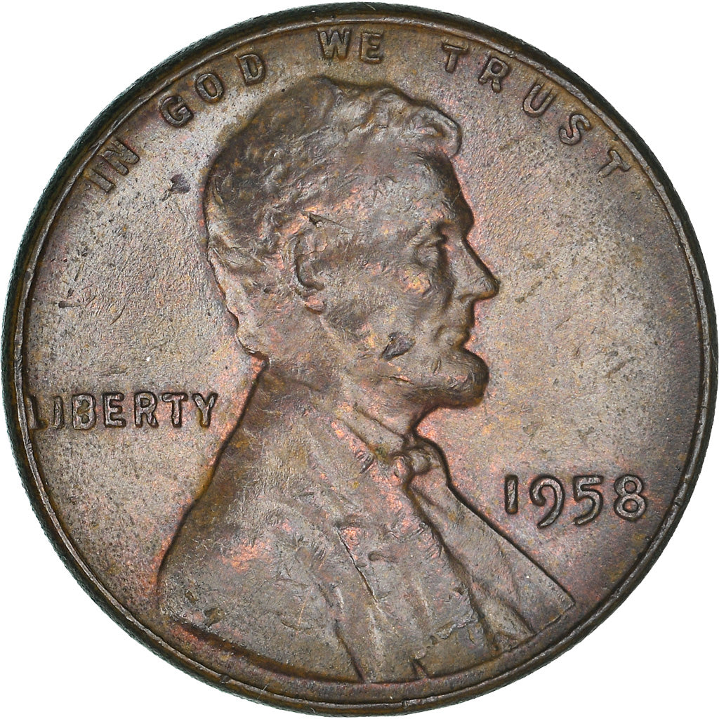 Coin, United States, Lincoln Cent, Cent, 1958, U.S. Mint, Philadelphia