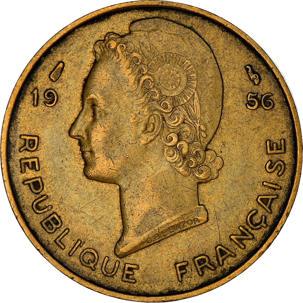 Munten, Frans West Afrika, 10 Francs, 1956, Paris, ZF, Aluminum-Bronze, KM:6