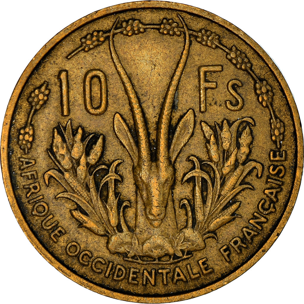 Munten, Frans West Afrika, 10 Francs, 1956, Paris, ZF, Aluminum-Bronze, KM:6