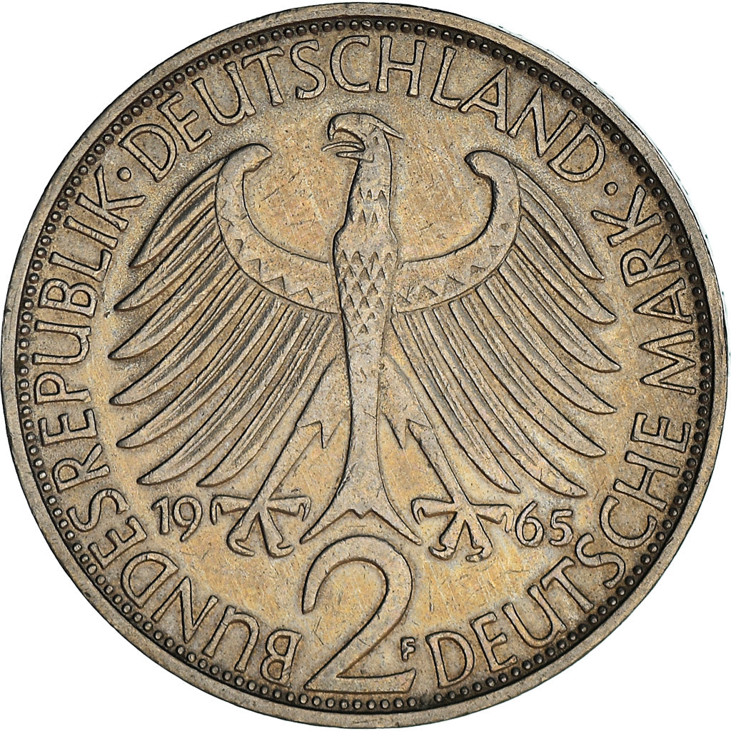 Coin, GERMANY - FEDERAL REPUBLIC, 2 Mark, 1965, Stuttgart, EF(40-45)