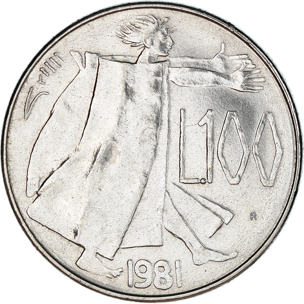 Moeda, San Marino, 100 Lire, 1981, EF(40-45), Aço, KM:122