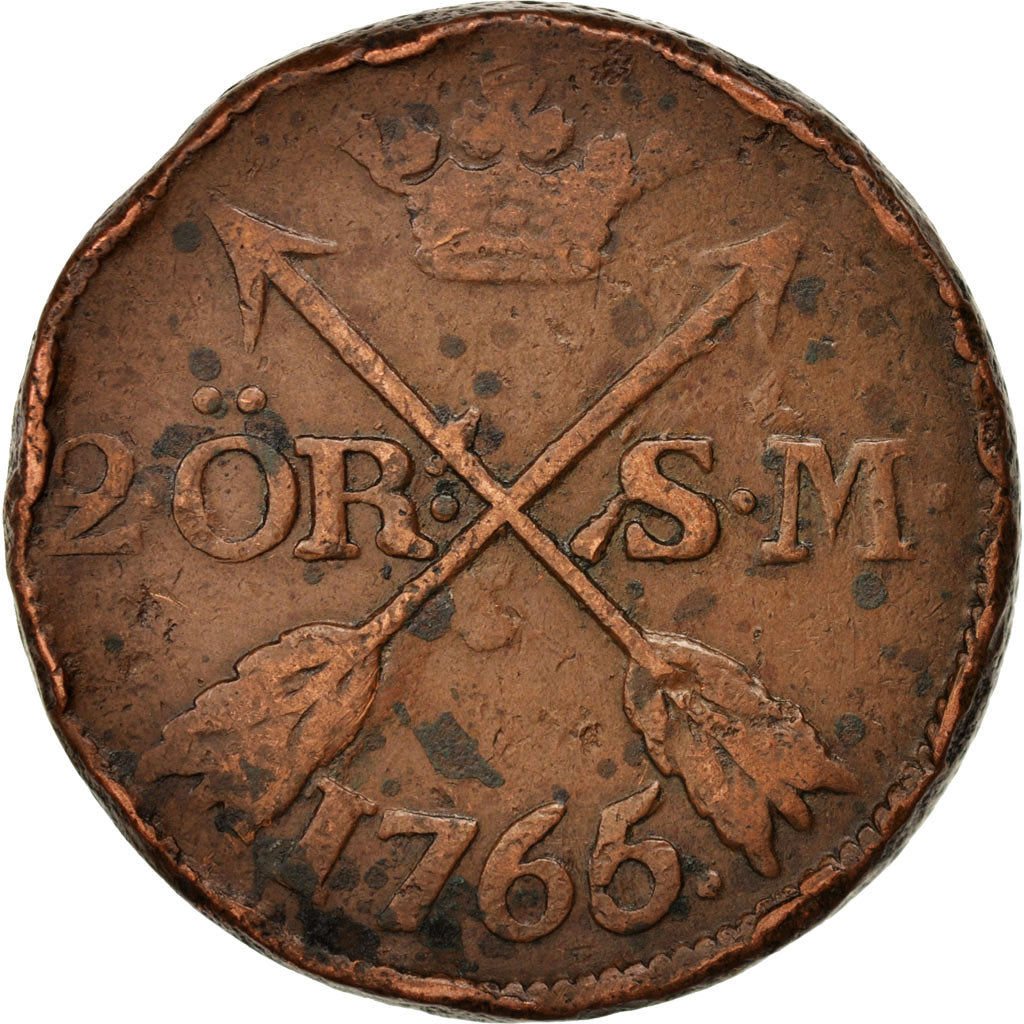 Coin, Sweden, Adolf Frederick, 2 Ore, S.M., 1765, VF(20-25), Copper, KM:461