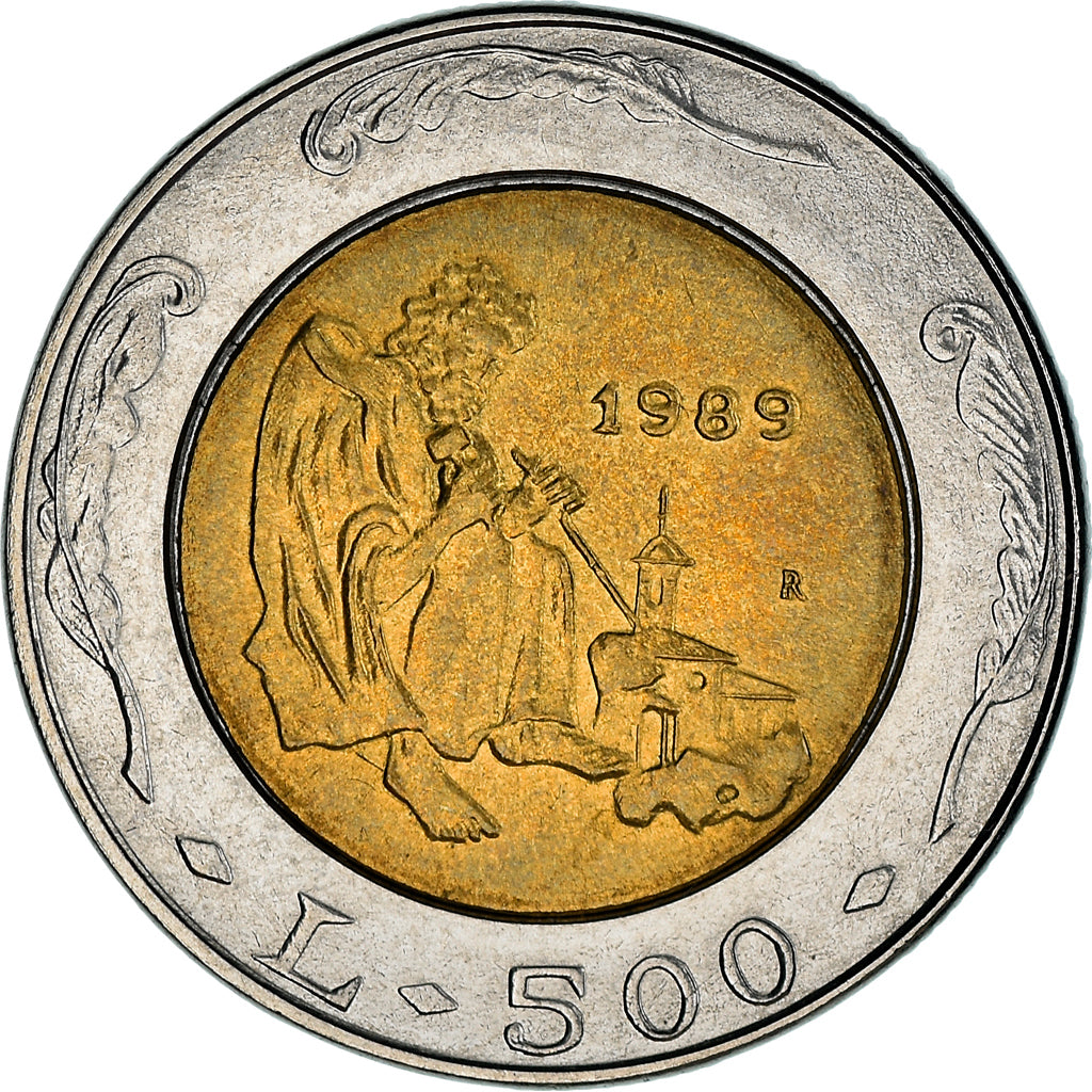 Moneda, San Marino, 500 Lire, 1989, SC, Bimetálico, KM:239