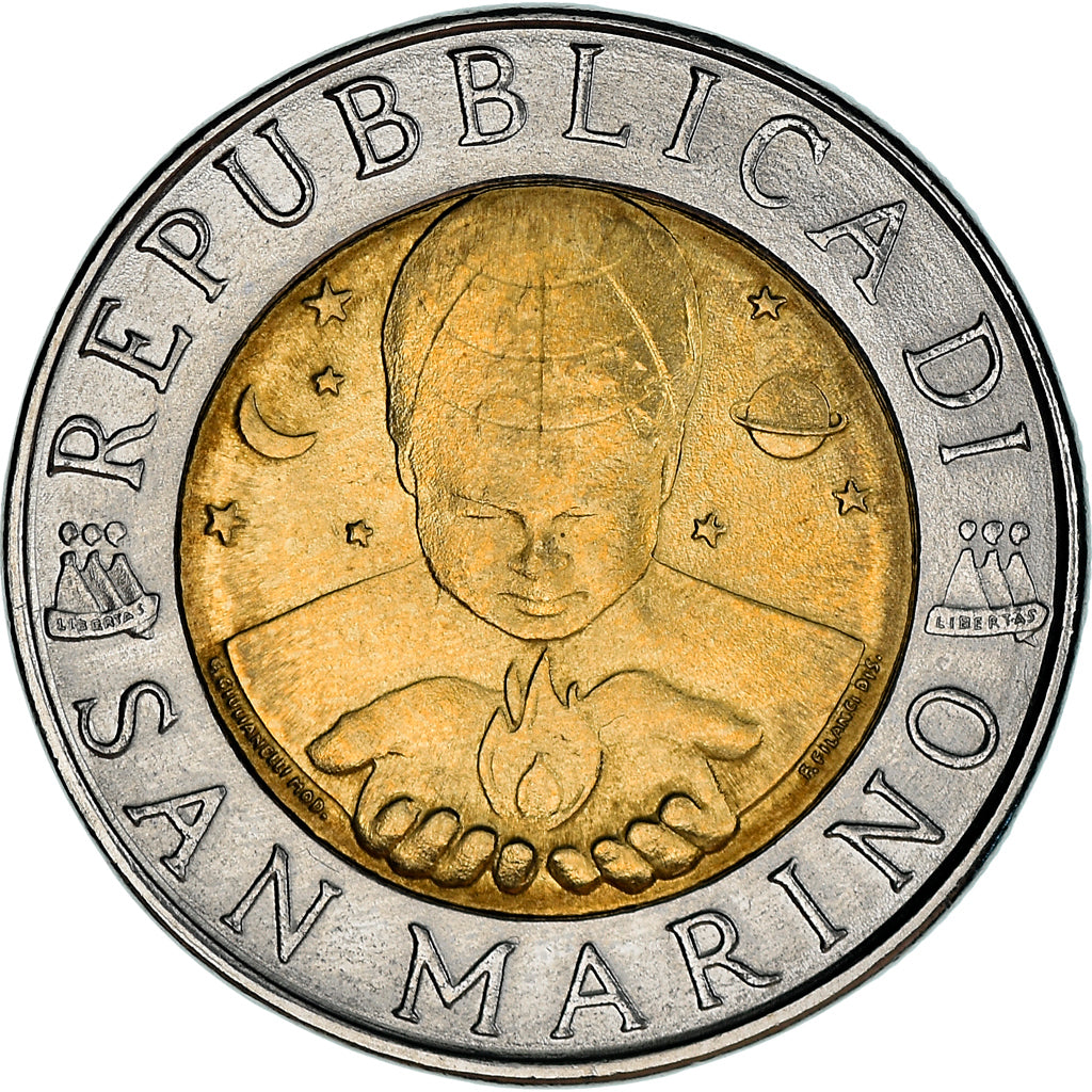 Coin, San Marino, 500 Lire, 1996, Rome, MS(63), Bi-Metallic, KM:357