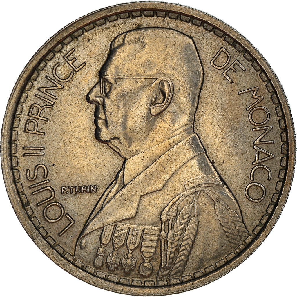 Moneta, Monaco, Louis II, 20 Francs, Vingt, 1947, AU(50-53), Miedź-Nikiel